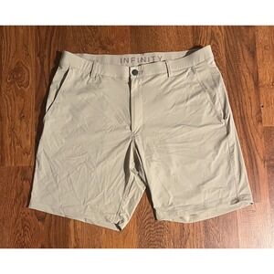 Infinity Linearflex Mens Khaki Tan Performance Golf Shorts Size 38 Stretch Flat